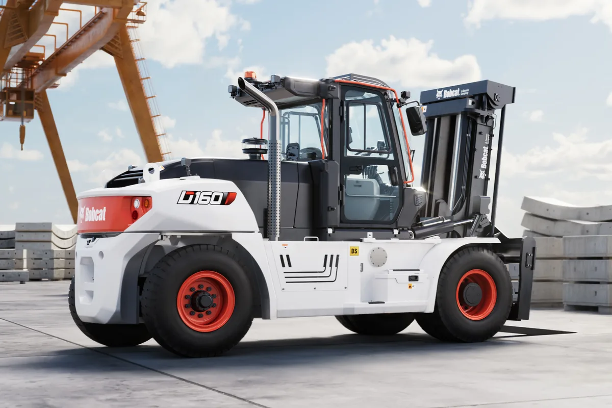 Bobcat heavy-capacity pneumatic-tire forklift in a concrete yard