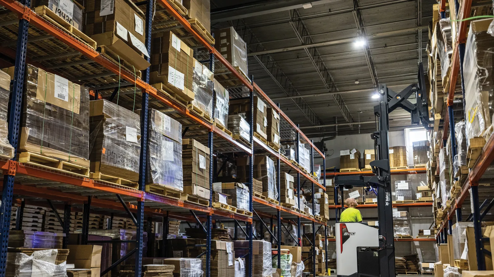 Bobcat forklift working in a warehouse