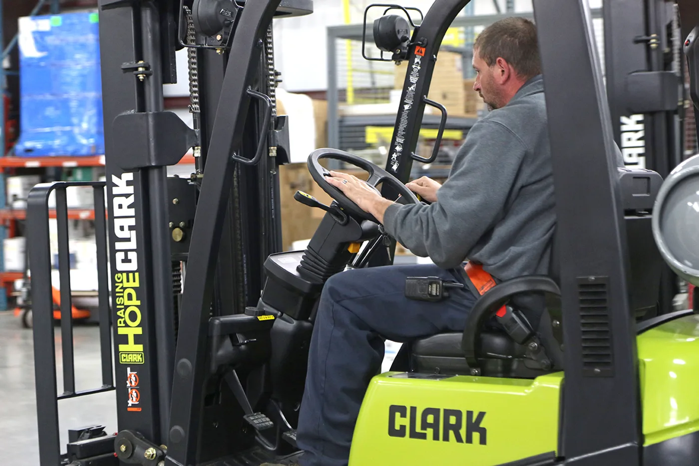 Forklift operator training and certification in progress