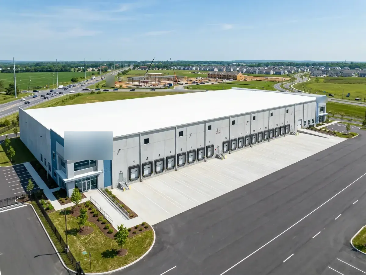 Aerial view of a new distribution building